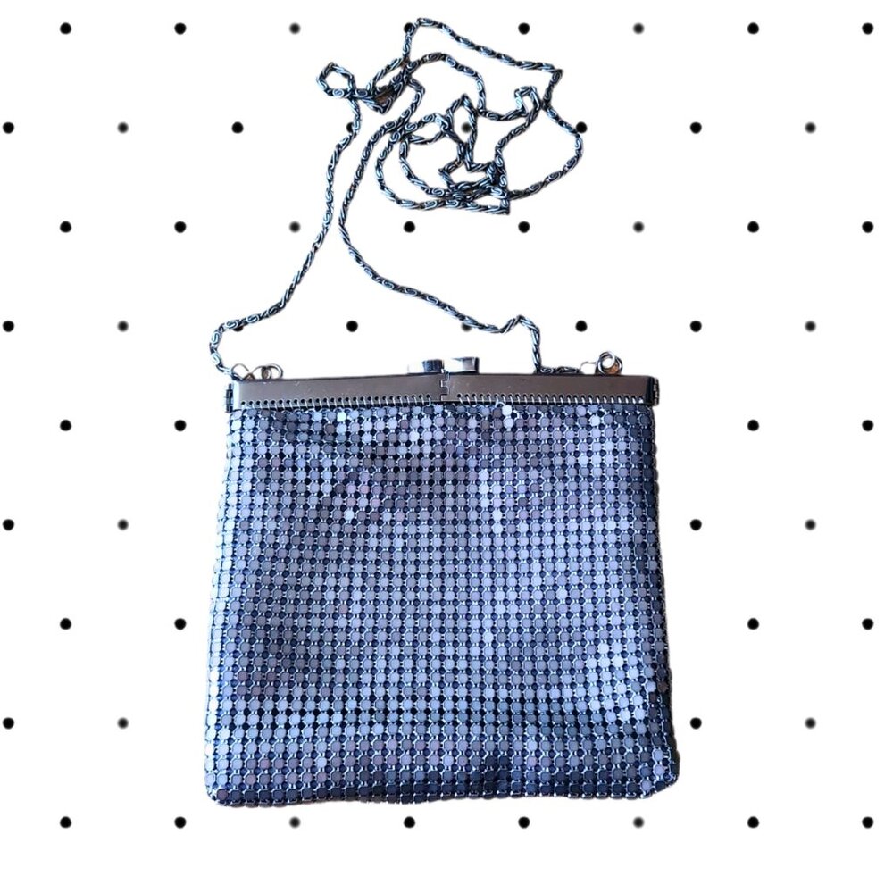Silver metal cross body mini bag